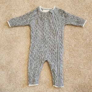 Country Road Gray Cable Wool Blend Knit Kids Footie Size Newborn 0000